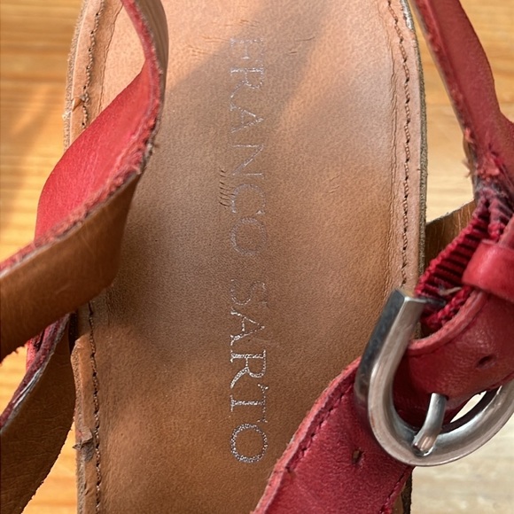 Franco Sarto Red Leather Hanako Wedges size 10 M - Picture 6 of 11